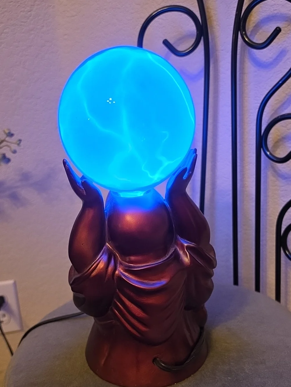 Lumisource Laughing Buddha Table Lamp with Blue LED Globe